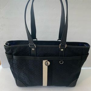 Coach Voyage Signature Tote Bag leather trim in perfect condition